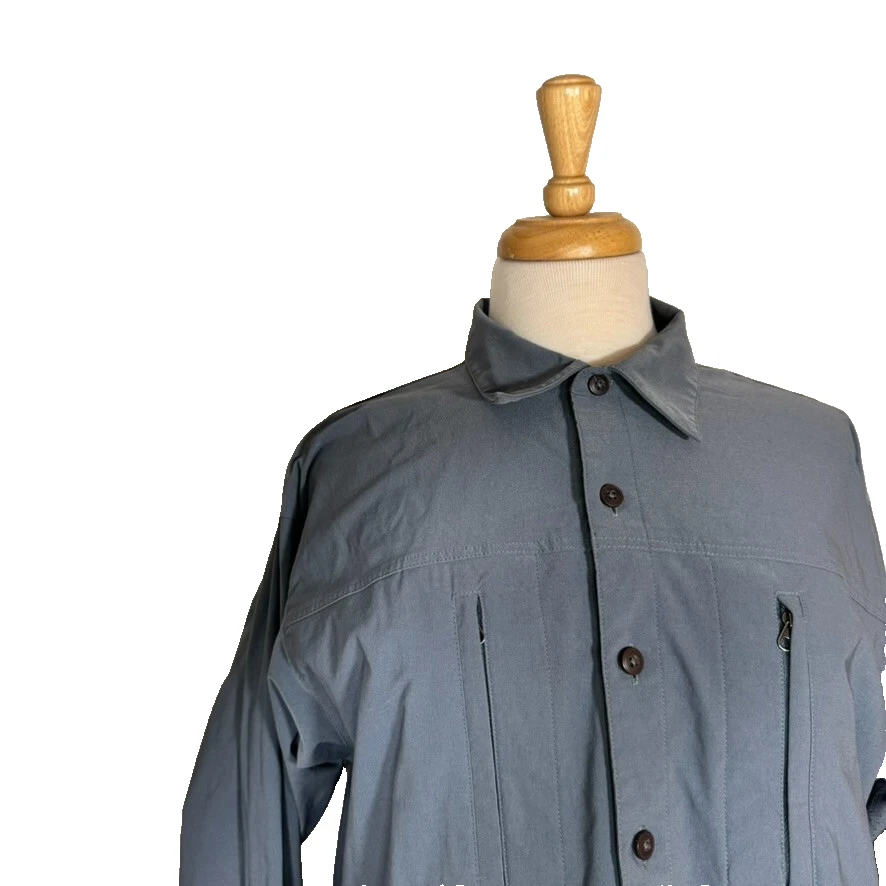 Patagonia Manga Larga Para Hombres Pequeño Gris Pesca Abotonada Malla Forrada Mezcla de Nylon Foto 2 de 4