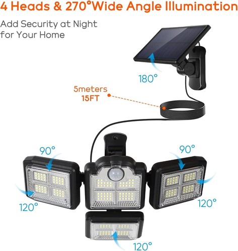 2 pcs Solar Outdoor Lights 500 LM 198 LED Solar Motion Sensor Lights with Remote - Picture 7 of 9