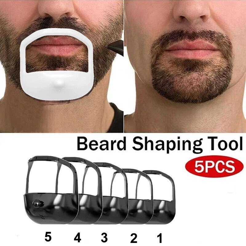 Plantilla de peinado facial herramienta de aseo bigote perilla modelador de barba para hombres 5 piezas Foto 2 de 4