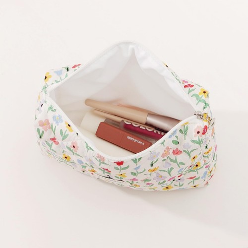 Quilted Makeup Bag Floral Makeup Bag Cute Make Up Pouch Travel Organizer Toil... - Picture 2 of 7