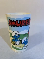 Vintage 1980s DEKA Plastic SMURFS Character Childrens Drinking Cup 4 Inch