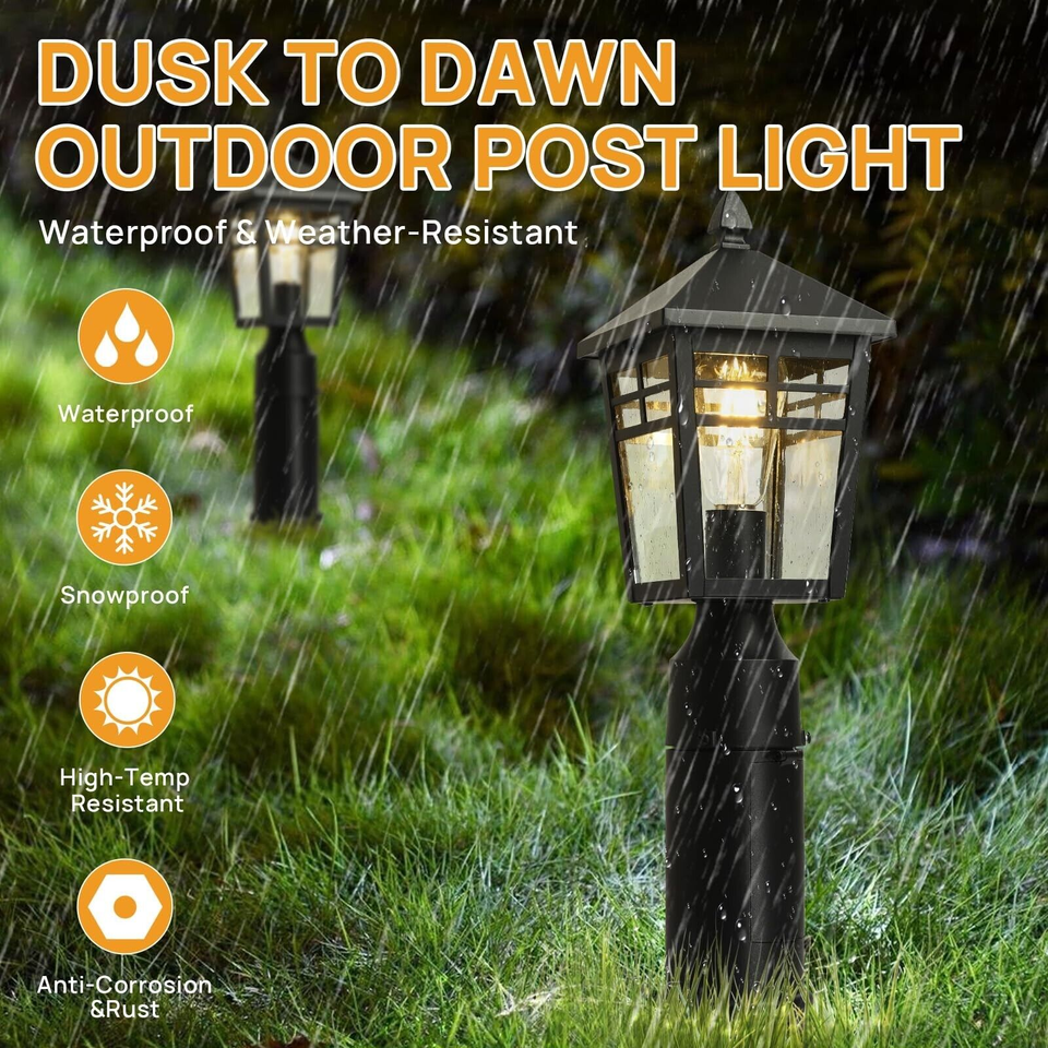 Dust to down Post Light Fixtures, Lamp Posts Outdoor Lighting with GFCI