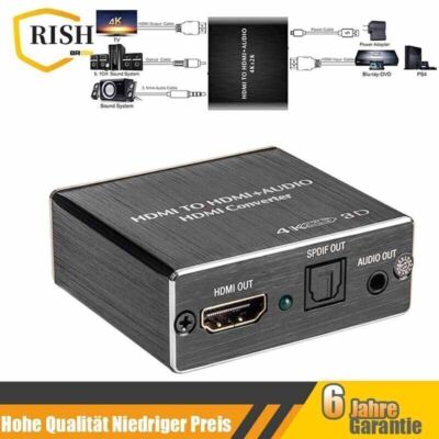 HDMI Audio Extractor 4K HDMI Optical Splitter Adapter Konverter Optisch 3.5mm