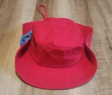 Gelante All Cotton Red Bucket Cap Hat Size S/M Side Buttons Packable Wide Brim
