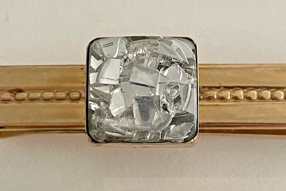 Vintage Anson Cufflins & Tie Bar Clip Set Gold With Silver Confetti 1960's - Image 2 of 4