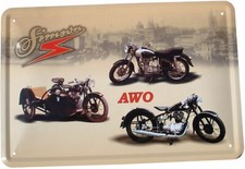 Blechschild 20x30 AWO 3er Sport Beiwagen Motorrad DDR Suhl Viertakt Dampfhammer