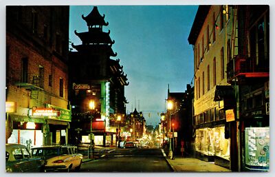 SF Chinatown~c1960 Impala Station Wagon~Sing Lee Display Window~Fung Hing~Night