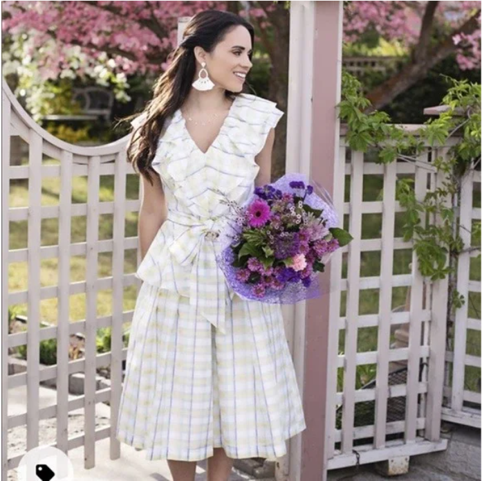 Halogen Atlantic Pacific Women's NWOT Prairecore Plaid Ruffle Midi Dress  Medium | eBay