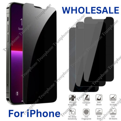 Privacy Screen Protector Tempered Glass Lot For iPhone 14 13 12 11 Pro Max 8 LOT