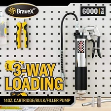 Grease Gun Pistol Grip 6000PSI Professional Heavy Duty 18" Flex Hose Manual 14oz