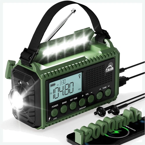 12000mAh Kurbelradio Solar Notfallradio FM AM SW Taschenlampe