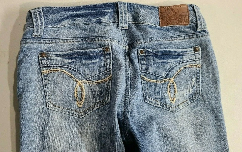 Pantalones de mezclilla Paris Blues Capris Junios talla 7 (32x20) azul desgastados Foto 4 de 4