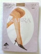 SABRA NUDE LYCRA QUEEN REINFORCED PANTY TOE PANTYHOSE SZ 3X / 4X 170 TO 230 LBS