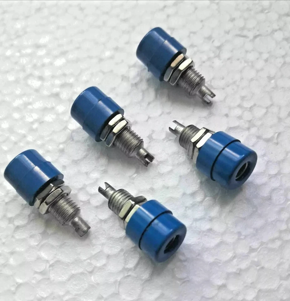 (10 PCS) CONECTOR BANANA DE PRUEBA HEMBRA MONTAJE EN PANEL 32 A 60 V AZUL - Imagen 1 de 1