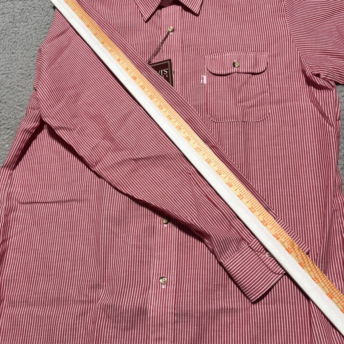 Levi's Vintage Shirts Mens XL Red Striped Button Up Long