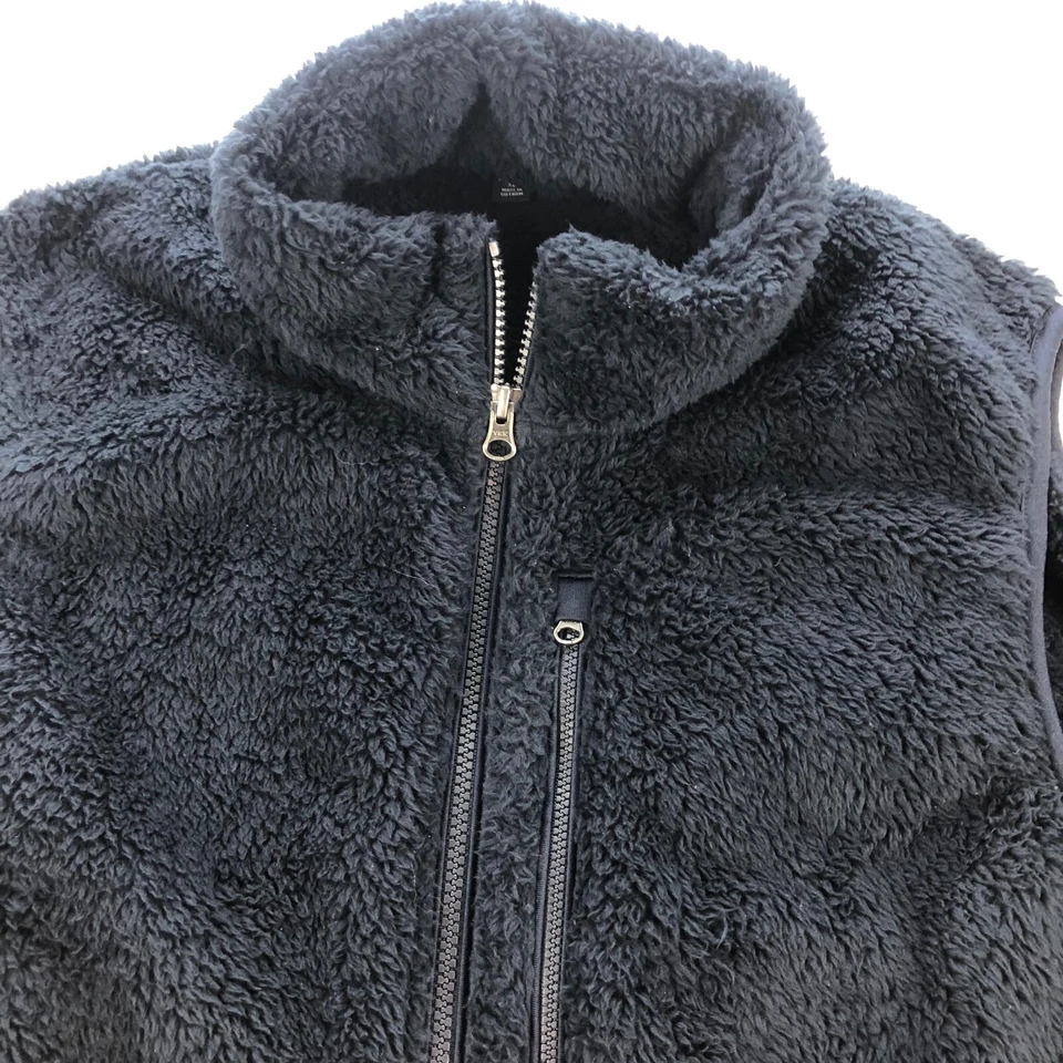 Женский жилет Uniqlo XL синий пушистый флисовый шерпа на молнии с ложным воротником и карманами - Изображение 2 из 4
