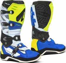 STIVALI BOOTS MOTO CROSS ENDURO SNODO FORMA PILOT BLU YELLOW GIALLO FLUO TG 45