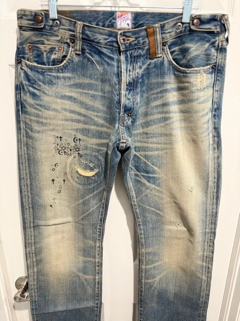 EXTREMELY RARE!!!! $879 PRPS JAPAN P45P35X BARRACUDA CO-EXISIT JEANS 34 W36X34L - Image 2 of 4