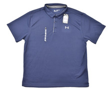 Under Armour Polo Shirt Men 2XL Blue Short Sleeve Loose Fit Textured Golf NEW