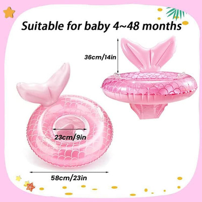 Baby Swimming Float Inflatable Swim Ring with Seat Handles for 8-48 Months