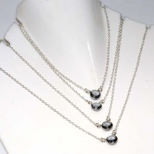 925 Silver Plated Outstanding Black Spinel Necklace 18" New Year Gifts Trendy GW