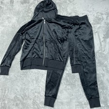 Felina Women's M Velour Hoodie Jogger Set Black H0508