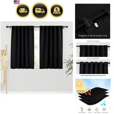 Short Bedroom Blackout Curtains - Small Window Treatment Set Energy Saving Th...