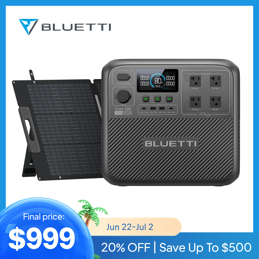 BLUETTI Elite 200 V2 2600W 2073Wh Power Station+200W Solar Panel