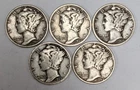 Mercury Silver Dimes 5 Different Date