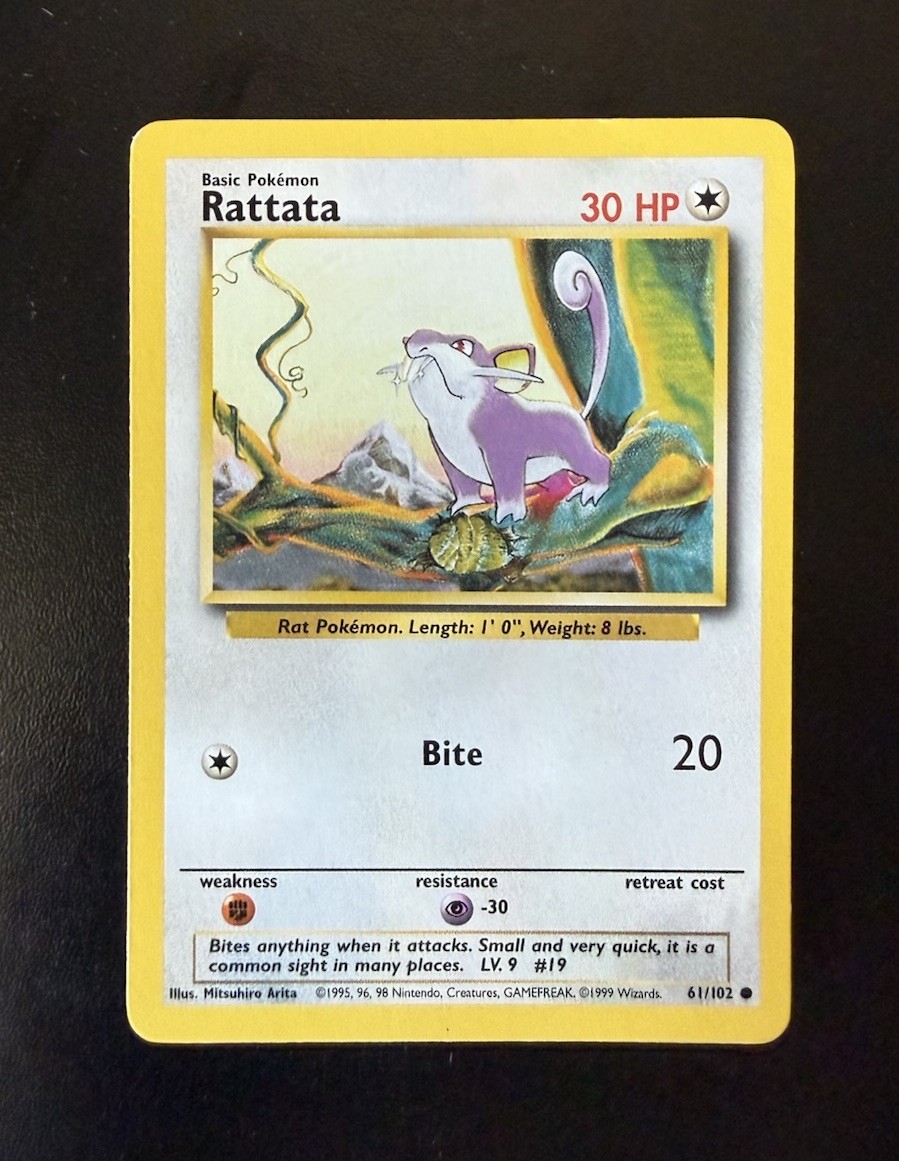 Rattata 061/102 Base Set Regular Unlimited Common Card Pokemon TCG