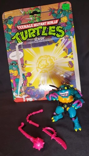 Vintage 1990 TMNT Teenage Mutant Ninja Turtles Slash Complete w/Card
