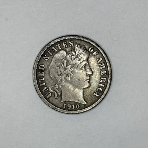 1910 Barber Dime - 90% Silver - Extra Fine XF - 10c United States Coin