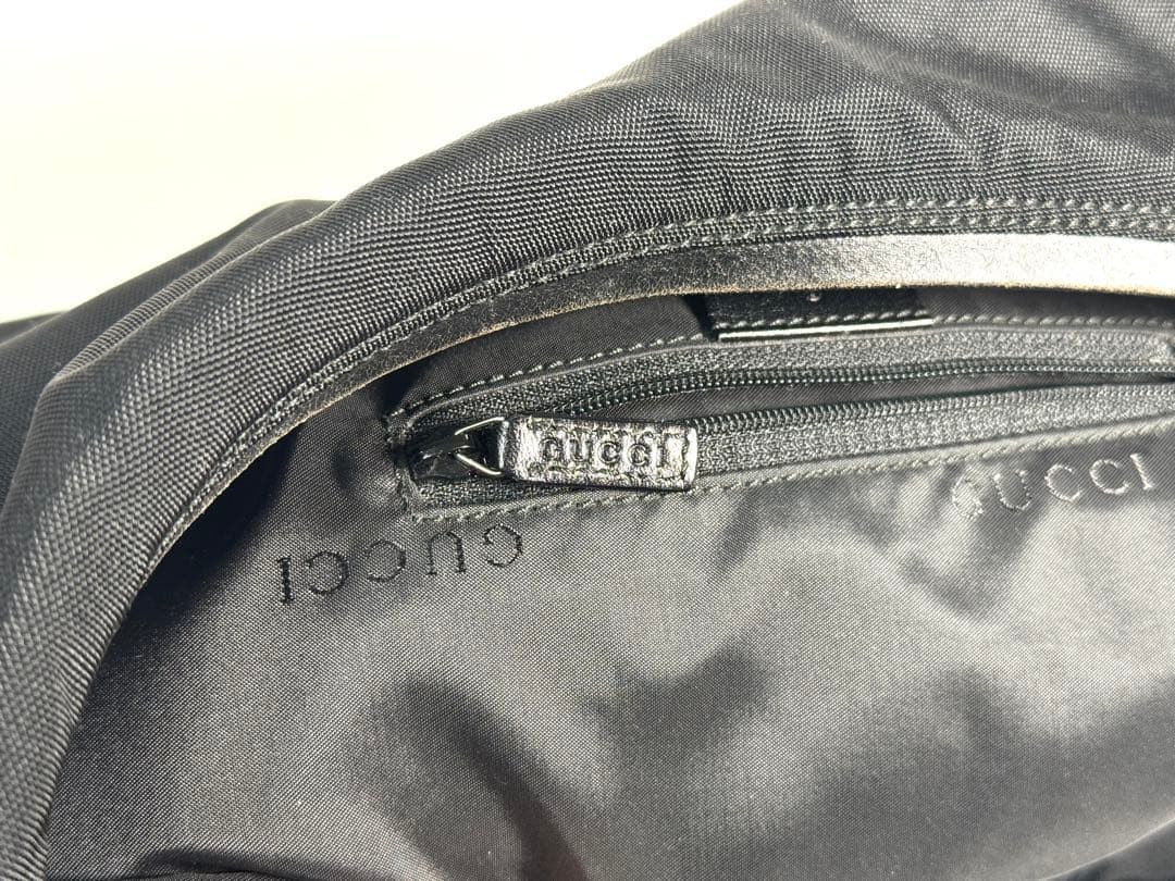 GUCCI Nylon Tote Bag Black Leather Trim Authentic Good Condition thumbnail 9