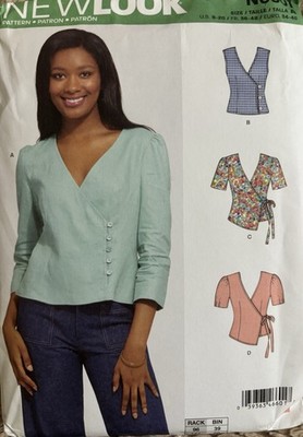 Front Wrap Tops  with Variations New Look Sewing Pattern N6601 Sizes 8 to 20