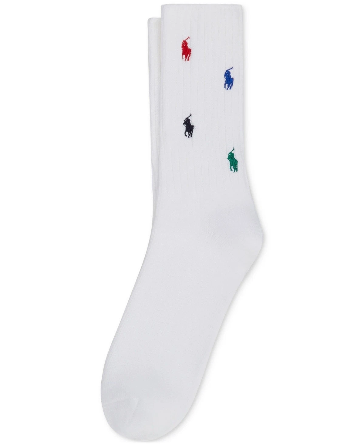 Polo Ralph Lauren L9348 Men's White Rainbow Pony Crew Socks Size 10-13