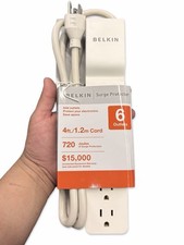 Belkin 6-Outlet Surge Protector 720J 4ft Cord 15A 1800W White BE106000-04