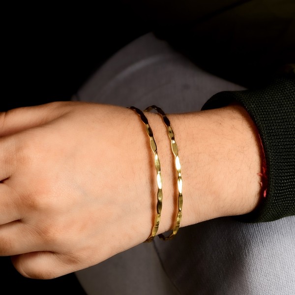 Alternate view of Hammered Layer Spiral Bangle Bracelet Gold Plated Dainty Minimalist Jewelry