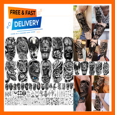 61 Sheets Realistic Skull Tiger Wolf Lion Temporary Tattoos for Women Men Arm