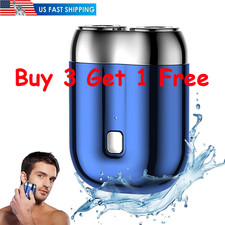 2-Head Electric Shaver Razor Model Mini Pocket Washable Blue Waterproof Double