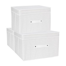 DUHEL Storage Basket with Lid 3 Pack, Fabric Storage Bins for Collapsible Med...