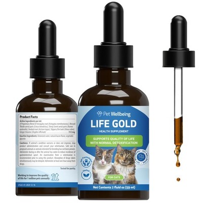 Pet Wellbeing Life Gold for Cats - Supports Detoxification & Healthy Immune D...