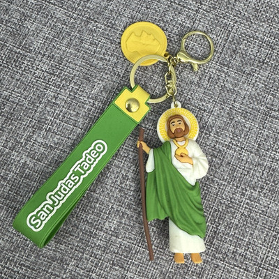 San Judas Tadeo Silicone Keychain Catholic Religious Key Ring Bag Charm Cars