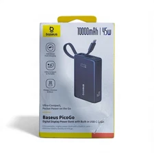 NEW Sealed Baseus Power Bank, Picogo 10000mAh 45W 3-Output Charger, Black