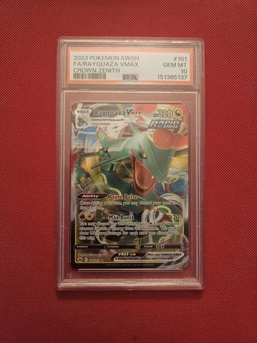 PSA 10 Pokémon TCG Crown Zenith Rayquaza VMAX Ultra Rare Card PSA 10 101/159