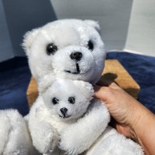 1977 Dakin Nature Babies White Bear and Cub Plush 10" Stuffies Stuffed Bear