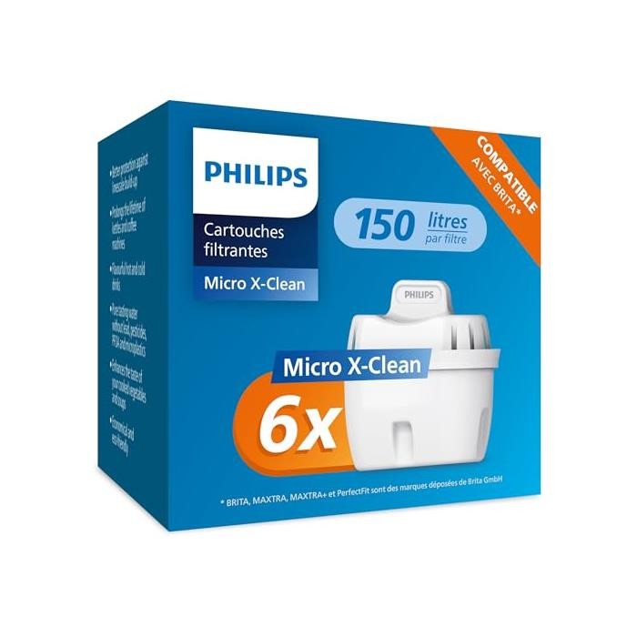 Philips AWP212/31 Pack 6 Cartouches Filtrantes Micro X-clean pour Carafe Eau