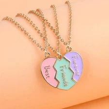Lovecryst 3pcs Magnetic Bff Necklaces – Heart Friendship Gift for Girls