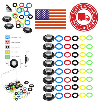 #ad 48 Piece Pressure Washer O Ring Set with Stainless Steel Filters for Optimal Use $13.99