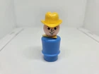 Vintage Fisher Price little people blue man/farmer w/cowboy hat yellow triangle