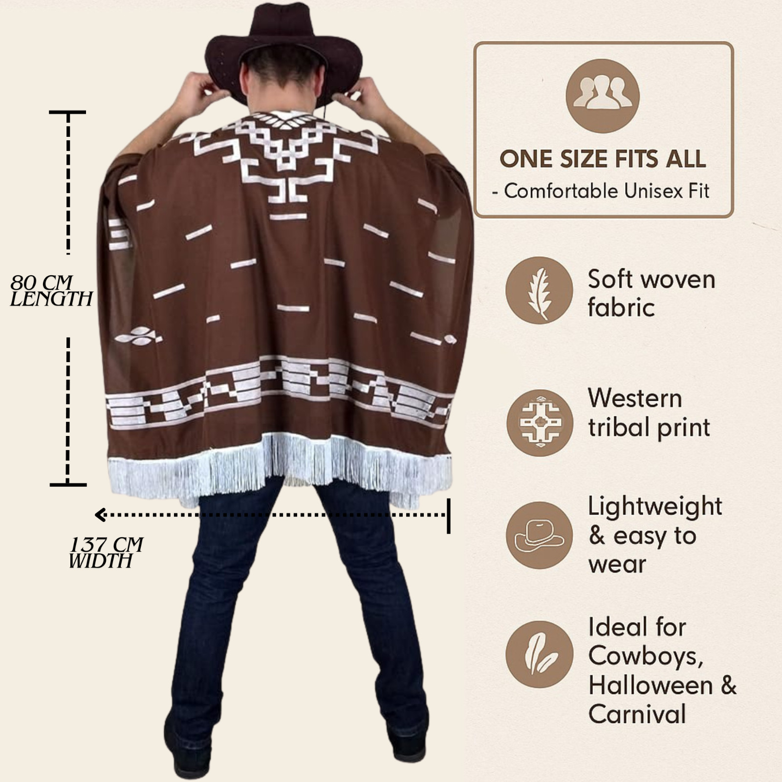 Fancy Dress Mexican Western Wild West Cowboy Poncho